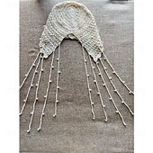 お買い得  ヘアスタイリングアクセサリー-パールとタッセル付きのベージュカラーのレトロなかぎ針編みのくり抜きヘッドバンド1個