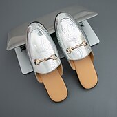 Χαμηλού Κόστους Αντρικά Clogs &amp; Mules-Ανδρικά πράσινα μοκασίνια από δέρμα φιδιού με χρυσές λεπτομέρειες – μοντέρνα slip-on για επίσημα δείπνα και βραδινές εξόδους