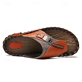 billige Ferietøfler-Herre vintage brune flip-flops i kunstskinn med robust sklisikker såle – utendørs sandaler for sommerfotturer, strandeventyr og daglig bruk