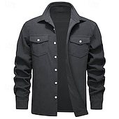 preiswerte Herrenjacken &amp; Herrenmäntel-Herren Hemdjacke Überhemden übergangsjacke Täglich Verschleißfest Tasche Sommer Frühling Einfach Klassisch Revers Dunkelgrau Schwarz Gelb Wein Marineblau Jacken
