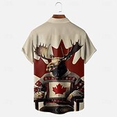 economico Modello di bandiera-Festa del Canada Per uomo Bandiera Renna Camicia Camicia Estiva Camicia con Bottoni Manica Corta Moda Casual Ferie Estate Primavera Collo ripiegato Stampa 3D camicie con colletto Una tasca anteriore