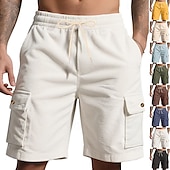 economico Pantaloncini casual-Per uomo Pantaloncini cargo Shorts Pantaloncini Estivi Coulisse Elastico in vita Multi-tasche Semplice Comodità Indossabile Lunghezza al ginocchio All&#039;aperto Sport Quotidiano Moda Casual Nero Bianco