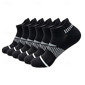 billiga herrstrumpor-Herr 6 par Multipack Socka Löparstrumpor Vardagliga strumpor Svart Vit Färg Randig Semester Sport &amp; Utomhus Dagligen Grundläggande Medium Vår Höst Mode Ledigt