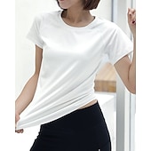 baratos Camisa Feminina-Mulheres Cor Sólida Camisa Esportiva Camisa de tênis Top de tênis Manga Curta Com Transparência Detalhes Refletores Pavio Humido Tênis Golfe Cooper Arredondar Preto Branco Verde Claro Roupas de tênis