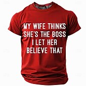 preiswerte Lustige T-Shirts für Männer-Herren Lustiger Slang Ehefrau T Shirt Kurzarm T-Shirt 3D-Druck Rundhalsausschnitt Hemd Mode Täglich Basic Straße Lässig Täglich Schwarz Rote Blau Sommer Frühling Bekleidung S M L XL XXL XXXL