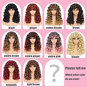 voordelige Historische pruiken-Krullende Pruik Grote Krullende Pruiken voor Witte Zwarte Vrouwen 20 Inch Lange Krullende Afro Pruik met Pony Synthetisch Haar Vervangingspruiken voor Cosplay en Dagelijks Ombre Blonde Halloween