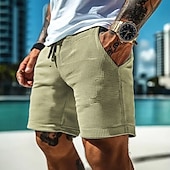 economico Pantaloncini casual-Per uomo Pantaloncini Waffle Shorts Pantaloncini Estivi Pantaloncini casual Tasca Coulisse Elastico in vita Semplice Comodità Traspirante Corto All&#039;aperto Vacanza Canotta sportiva Casual Nero Bianco