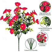 baratos Plantas e Flores Artificiais-16 maços de flores artificiais artificiais para áreas externas - 4 cores de ipomeia artificial para plantador, flores artificiais resistentes a raios UV para varanda e pátio externo