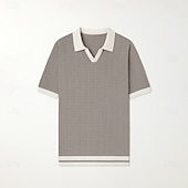 preiswerte Herren Elite Polo-Herren Polo Geschäft Lässig Umlegekragen Kurzarm Farbblock Jacquard V-Ausschnitt Weich Sommer Frühling Herbst Normale Passform Weinrot Schwarz Khaki Polo