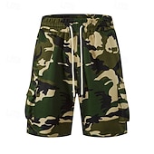 economico Vacanza-Per uomo Pantaloncini cargo Shorts Pantaloncini Estivi Coulisse Elastico in vita Multi-tasche Mimetico Comodità Indossabile Lunghezza al ginocchio All&#039;aperto Sport Quotidiano Moda Casual Verde