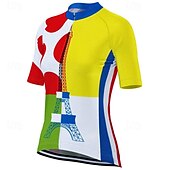 abordables Maillots pour femmes-Femmes Maillot de cyclisme Manche Courte Cyclisme T-shirt Maillot Top avec 3 poches arrière VTT Vélo tout terrain Cyclisme sur route Triathlon Respirant Séchage Rapide Évacuation de l&#039;Humidité Bandes