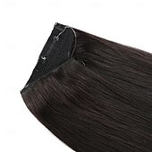 abordables Extensions Adhésives-Extensions de cheveux humains invisibles, 20 pouces - 50 g, 22 pouces - 80 g, 1b #, fil de poisson transparent noir, extensions de cheveux humains à clips pour femmes