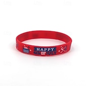abordables Décoration du Jour de l&amp;#39;Indépendance-Bracelets de la fête de l&#039;indépendance, fête nationale, bracelets en silicone pour la fête de l&#039;indépendance des États-Unis
