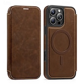 cheap iPhone Cases-Phone Case For Apple AirTag iPhone 16 Pro Max Plus iPhone 15 14 Pro Max Plus iPhone 13 12 Pro Max Magnetic Adsorption Flip Cover Support Wireless Charging Card Slot Shockproof TPU PC PU Leather