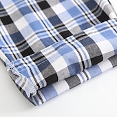 preiswerte Schlaf unten-Herren Freizeitkleidung Karierte hose Lounge Hose Karomuster Mode Klassisch Lässig Heim Täglich Bett Baumwolle Komfort Atmungsaktiv Weich Hose Elastischer Bund Sommer Frühling Schwarz Königliches Blau
