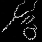 voordelige Sieradensets-bruidssieradensets 1 set strass-legering 1 armband oorbellen ketting stijlvolle damessieradenset voor bruiloft speciale gelegenheid feest avondkleding