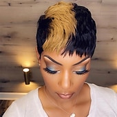 baratos Perucas de Qualidade Superior-peruca pixie cut para mulheres negras peruca sintética peruca pixie com franja perucas curtas para mulheres negras perucas em camadas