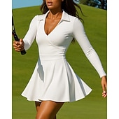 abordables Jupes et skorts pour femmes-Femmes Couleur Unie Jupe décontractée Jupes de tennis avec shorts tenue de sport manche longue Froncé Évacuation de l'Humidité Respirant Tennis Le golf Pickleball Col Rabattu Blanche Bleu Violet