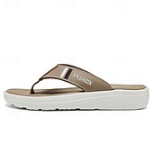cheap Vacation Sandals-Men&#039;s Black Thick Sole Flip Flops with Soft Footbed and Fashion Strap Design for Adults Comfortable Summer Slippers for Beach Vacation Poolside Lounge Daily Shower Use