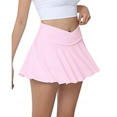 economico Gonne e Skorts da Donna-Per donna Tinta unita Gonna casual Gonne da tennis con pantaloncini Arricciato Traspirante Tennis Golf Pickleball Nero Bianco Rosa Abbigliamento da tennis