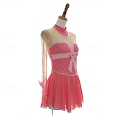 economico Abiti da Pattinaggio Artistico-Abito da pattinaggio artistico Per donna Ragazze Pattinaggio sul ghiaccio Vestito Rosso rosa Patchwork Foro per il pollice Rete Spandex Elasticizzato Allenamento Professionale Competizione Vestiti da