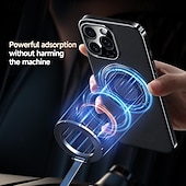 cheap iPhone Cases-Magnetic Leather Phone Case for iPhone 16/15/14/13 Pro Max – Shockproof Back Cover with Ring Kickstand, Wireless Charging Support