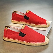 economico Slip-ons e mocassini da uomo-scarpe espadrillas slip-on da uomo rosse con suola in juta - scarpe estive comode e alla moda per l&#039;uso quotidiano