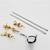 economico Rubinetti per lavandino bagno-Rubinetto per lavabo - Ampia diffusione Cromo / Galvanizzato Rubinetto a tre fori Due maniglie tre foriBath Taps