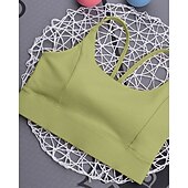 abordables Soutiens-gorge de sport &amp; gilets-Femmes Couleur Unie Soutien-gorge de tennis Sans manches Dos nu Résistant aux Chocs Évacuation de l&#039;Humidité Respirant Tennis Le golf Jogging Col en U Dos à Lanières Noir Blanche Jaune Vêtements de