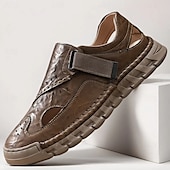 billiga Avslappnade sandaler-herrsandaler bruna friluftssandaler med kardborreband och bekväm design för vandringsresor och vardagsbruk