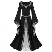 levne Šaty-Retro Středověké Renesanční Šaty Fancy kostým Viking Keltský rytíř Maškarní kostým Dámské Keltské předvečer Všech svatých Karneval Výkon LARP Ren Faire Dospělé Šaty