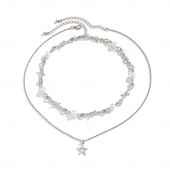 abordables Collares-Gargantillas Perla Mujer Moda Artístico Sencillo Multi capa Estrella Boda Irregular Gargantillas Para Boda Fiesta Víspera de Todos los Santos
