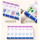 cheap Luggage &amp; Travel Storage-Daily Pill Case Organizer, 7-Day Weekly Medicine Planner Organizer, AM PM, Large Tray 14-Compartment Meds Box Container Holder for Medication, Vitamin, Supplement, Fish Oil