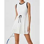 economico Abbigliamento Tennis da donna-Per donna Patchwork Abito da tennis Abito sportivo Senza Maniche Coulisse Pieghettato Traspirante Tennis Golf Pickleball Girocollo Tank Back Nero Rosso Verde Abbigliamento da tennis