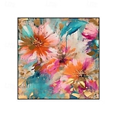 cheap Floral/Botanical Paintings-Handmade Oil Painting Canvas Wall Art Decoration Modern Abstract Flowers for Home Decor Stretched Frame Hanging Painting/Rolled Frameless Unstretched Painting