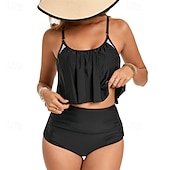 abordables Maillots une pièce et tankinis-Femmes Tankini Maillot De Bain Deux Pièces Dos nageur Maillot de Bain Floral Maillots de Bain Noir Rose Claire Respirant Séchage Rapide Sans manches - Natation Surf Plongée en apnée Été