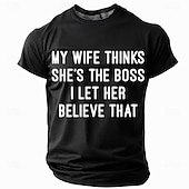 preiswerte Lustige T-Shirts für Männer-Herren Lustiger Slang Ehefrau T Shirt Kurzarm T-Shirt 3D-Druck Rundhalsausschnitt Hemd Mode Täglich Basic Straße Lässig Täglich Schwarz Rote Blau Sommer Frühling Bekleidung S M L XL XXL XXXL