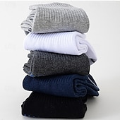 economico calzini da uomo-Per uomo 5 Paia Pacchi Multipli Calzini Calzini da Corsa Calzini Casual Nero Bianco Colore A righe Vacanza Sport &amp; Outdoor Quotidiano Base Medio Primavera Autunno Moda Casual