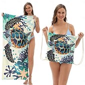 cheap Beach Towel Sets-Quick Dry Pool Towels,2 in 1 Beach Towel Absorbent Camping Towels Fold in a Bag Storage Bag,Foldable,For Pool,Bathroom,Camp