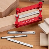 abordables Outils de Mesure-jauge centrale &amp;Kit de gabarit de goujonnage, gabarit de goujonnage autocentrant, guides de perçage, jauge centrale en acier inoxydable, jauge de marquage, outil de travail du bois