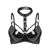 abordables Brillant-haut Soutien-gorge harnais Finition brillante Femmes Brillant Fétichisme du cuir Effet mouillé Costume pour Boîte de Nuit Défilé de la Fierté Mois des Fiertés Halloween Carnaval Adulte