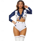 abordables Déguisements pour femmes-Cowboys de Dallas pompom girl Tenues Costume Ensemble deux pièces Drag &amp; Glam Impression d&#039;étoiles Femmes Adulte Défilé de la Fierté Mois des Fiertés Halloween Carnaval Costume de carnaval facile