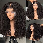 economico Parrucche lace front capelli veri-Parrucche con chiusura 5x5 in capelli umani remy brasiliani, parrucca frontale in pizzo 13x4 con riga centrale, parrucca in capelli umani ricci birmani