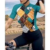 abordables Maillots de mujer-Mujer Maillot de Ciclismo Graphic Geométrico Manga Corta Bicicleta Maillot Camiseta con 3 bolsillos traseros Filtro Solar Resistente a los rayos UV Secado rápido Bandas Reflectantes Deportes Verde
