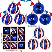 olcso Függetlenség napi dekoráció-9 db/szett hazafias díszek július 4-i fadíszekhez, piros fehér kék törésálló americana törpe függő gömbdíszek munka karácsonyi emléknapi dekorációhoz