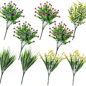 preiswerte Künstliche Pflanzen &amp; Blumen-9 Bündel Kunstblumen für draußen, künstliche Eukalyptus- und Frühlingsgraspflanzen, UV-beständige Kunststoffpflanzen zur Dekoration im Innen- und Außenbereich, für Zuhause, Garten, Büro und Veranda