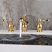 economico Rubinetti per lavandino bagno-Rubinetto per lavabo - Classico / Ampia diffusione Ottone Antico / Nichel spazzolato Rubinetto a tre fori Due maniglie tre foriBath Taps