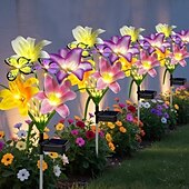 olcso Tájvilágítás-1 db kültéri viráglámpák, ösvény, napelemes liliom pillangó mező, konnektorba dugható lámpa, udvari kerti gyep ösvény, díszlámpa, tájképi világítás, anyák napi ajándék
