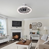 cheap Light Bulbs-1 Pc E26/27 Socket Ceiling Fan Light Remote Control Three Color Adjustable Wind Speed Timing Adjustable Dining Room Bedroom Living Room Ceiling Fan Light 100-240v