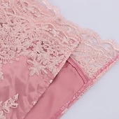 abordables Conjunto de Dirndl-Women's Bavarian Dirndl Dress Costume with Lace Apron and Blouse Pink Satin Embroidery Outfit for Oktoberfest Festival